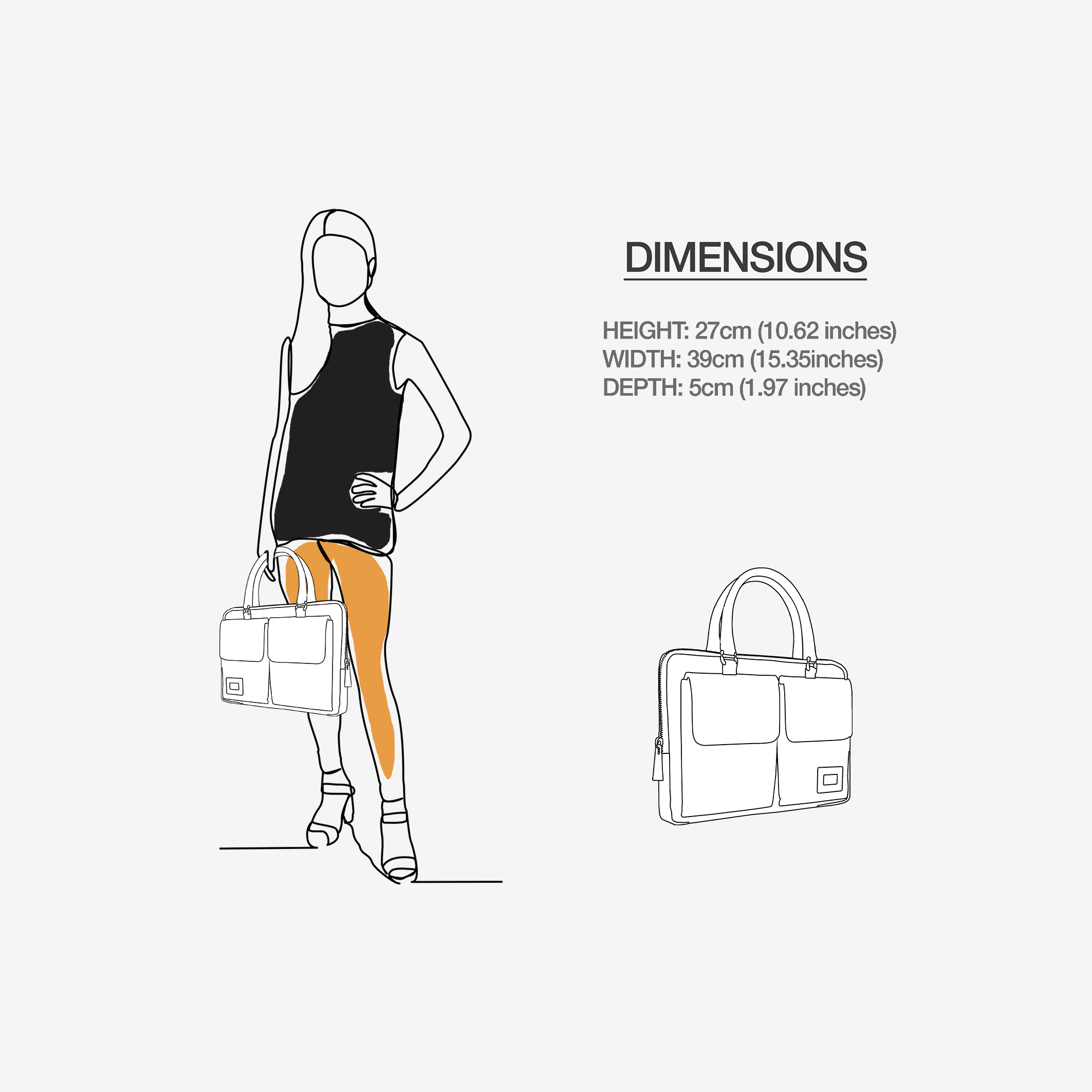 Vegan Designer Luxury Double Pocket Bag 16” | BYMANYC ® New York Elegant Edition