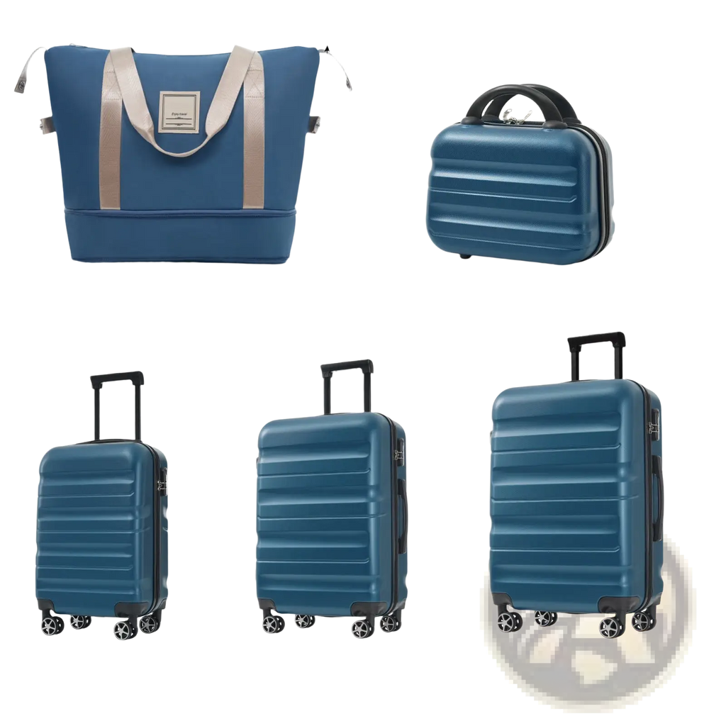 Inky Blue 12 Piece Abs Hardshell Luggage Set with Spinner Wheels
