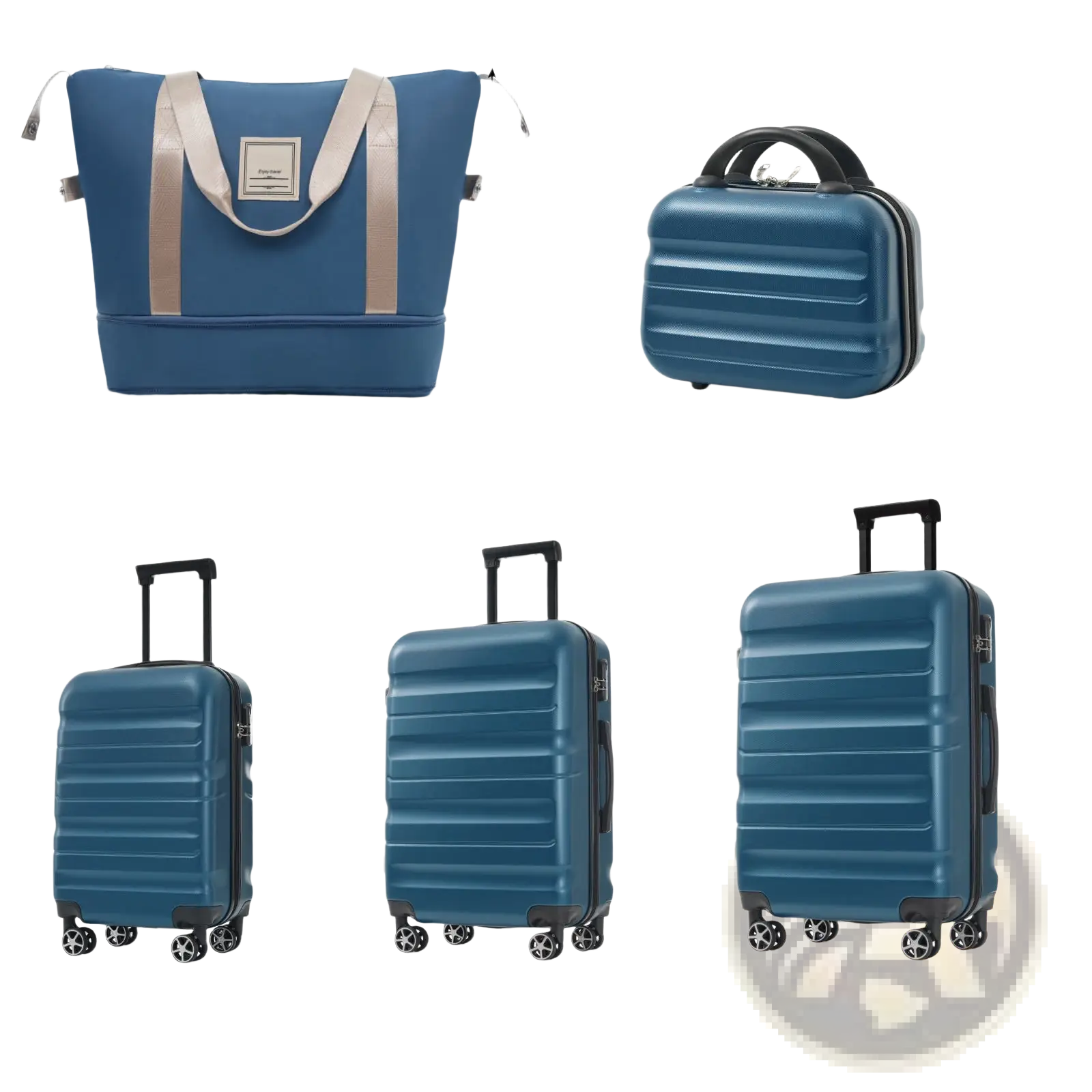 Inky Blue 12 Piece Abs Hardshell Luggage Set with Spinner Wheels