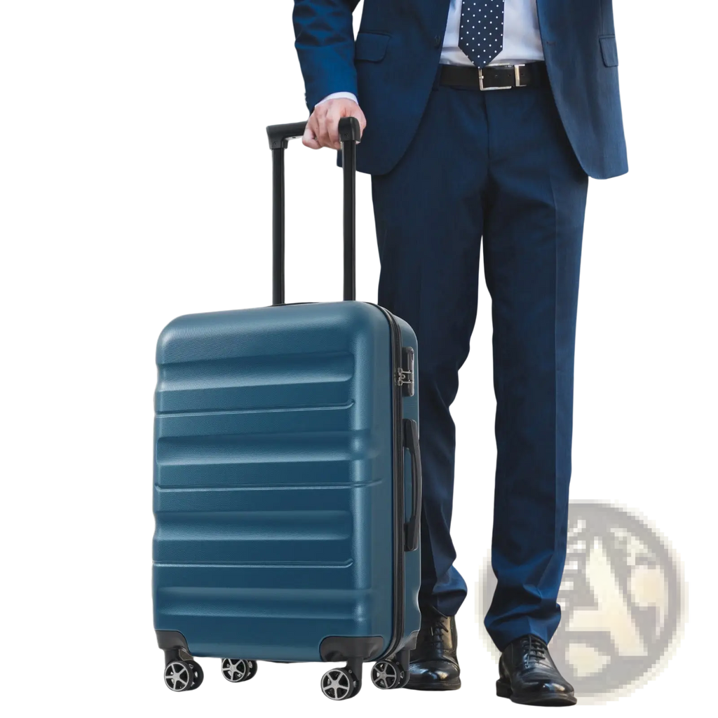 Inky Blue 12 Piece Abs Hardshell Luggage Set with Spinner Wheels