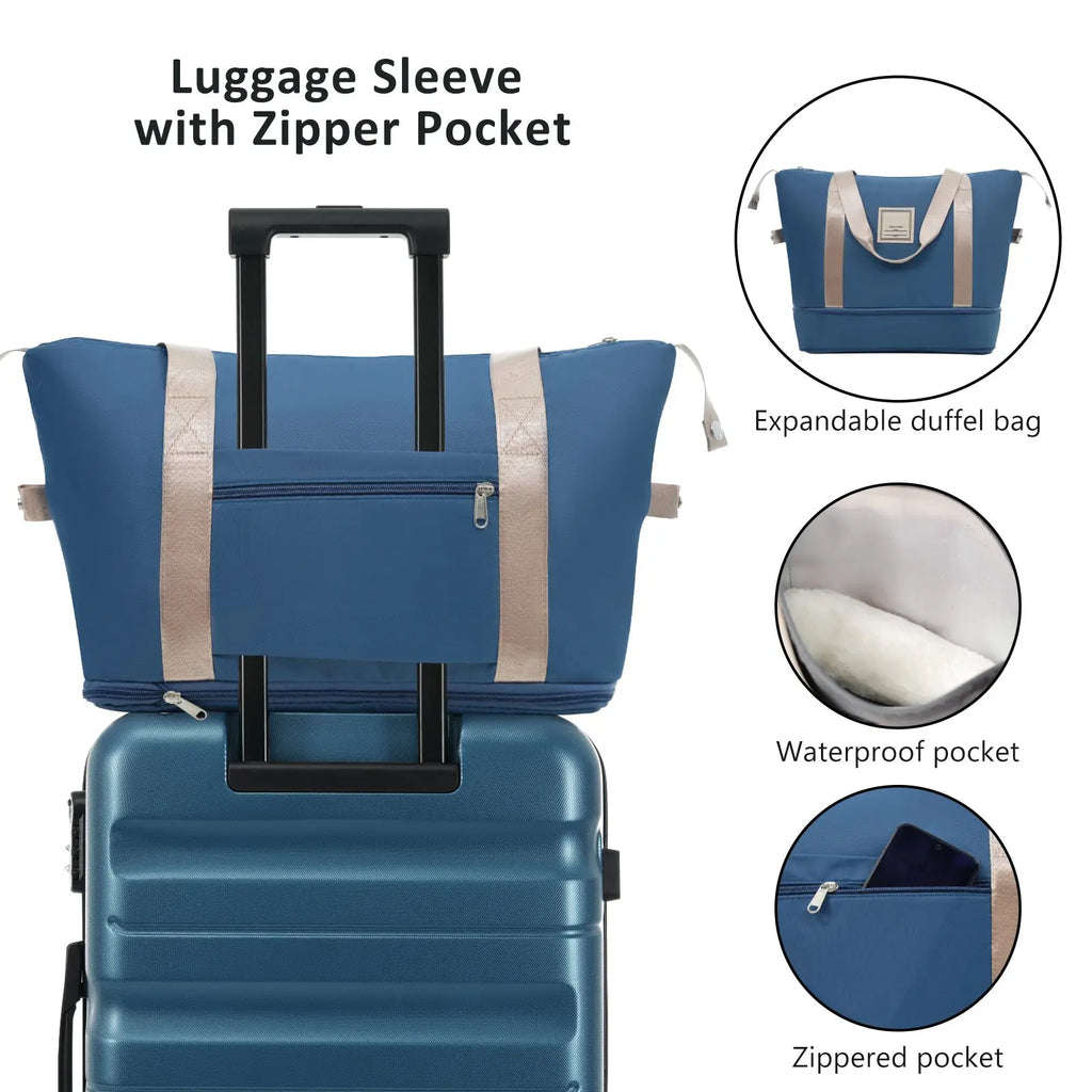 Inky Blue 12 Piece Abs Hardshell Luggage Set with Spinner Wheels