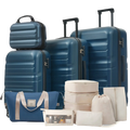 Inky Blue 12 Piece Abs Hardshell Luggage Set with Spinner Wheels