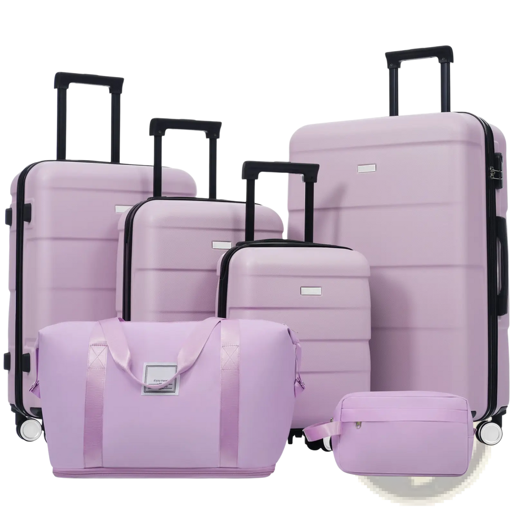 Lavender 6 Piece Hardshell Luggage Set with Spinner Wheels