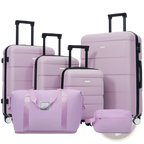 Lavender 6 Piece Hardshell Luggage Set with Spinner Wheels