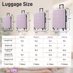 Lavender 6 Piece Hardshell Luggage Set with Spinner Wheels
